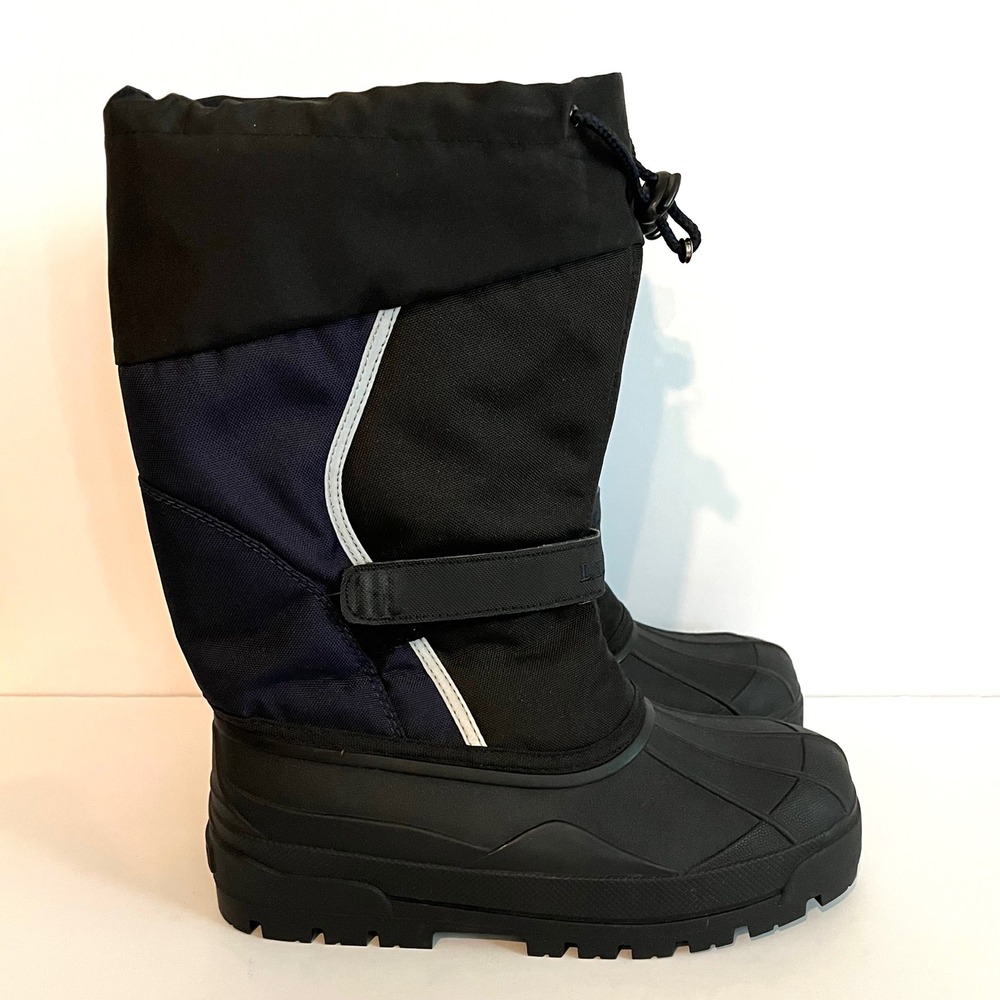 LL Bean Kids Wildcat Snow Boots Black Navy Blue Winter Insulated 238064 Size 7